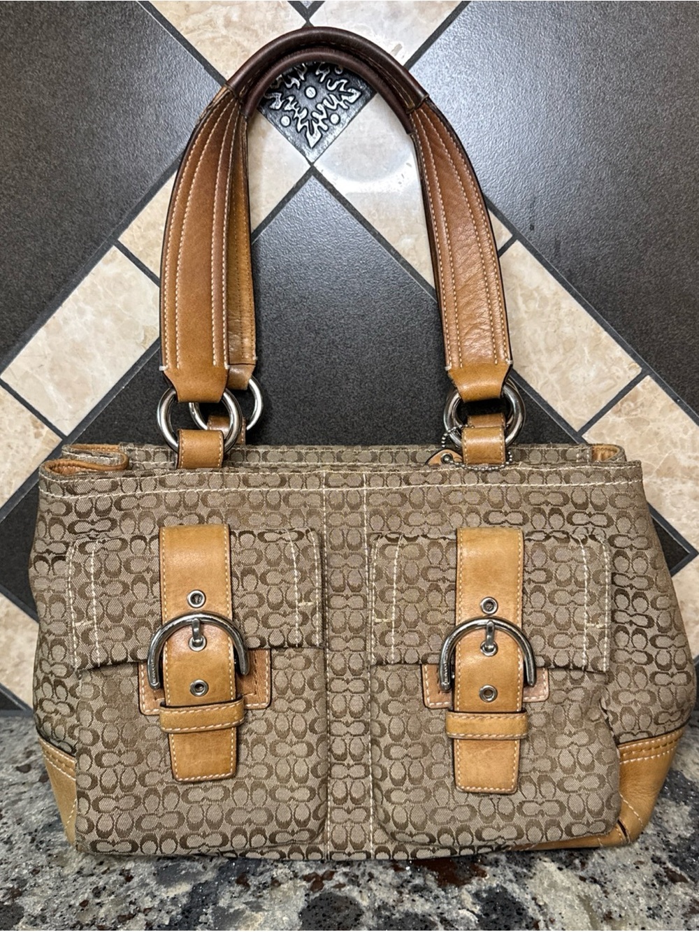 Coach SoHo Signature Double Buckle Satchel Y2K